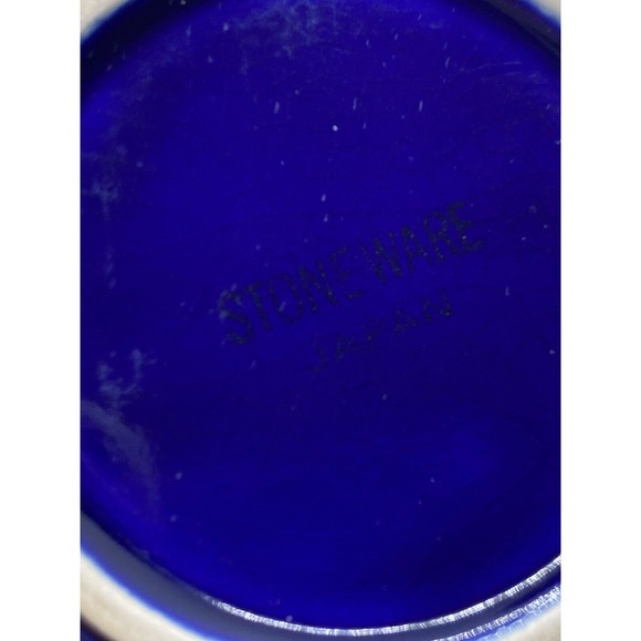 Vintage Japan Stoneware Speckled Cobalt Blue Creamer/ Pourer w/ Handle & Stamped - Picture 7 of 7